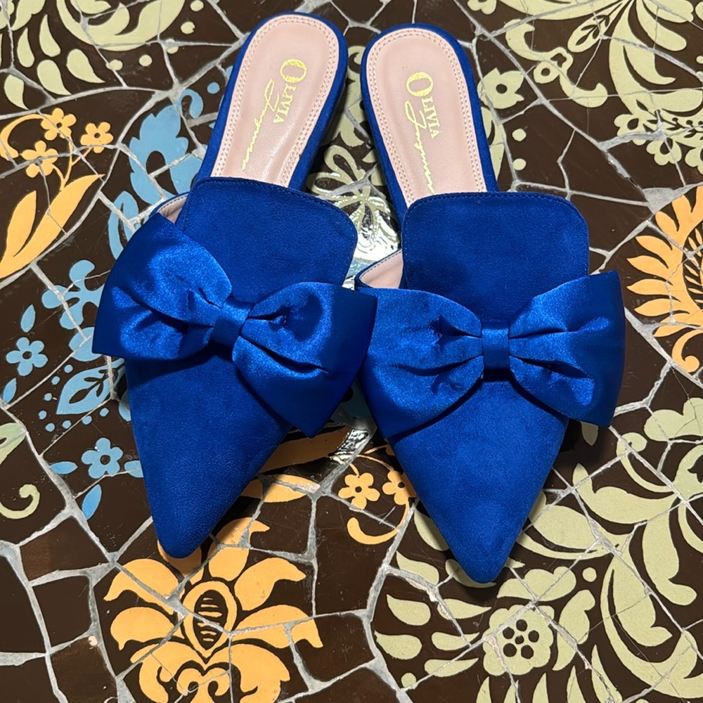 OLIVIA Blue Suede Slip on Flat Shoes Sz: 6.5